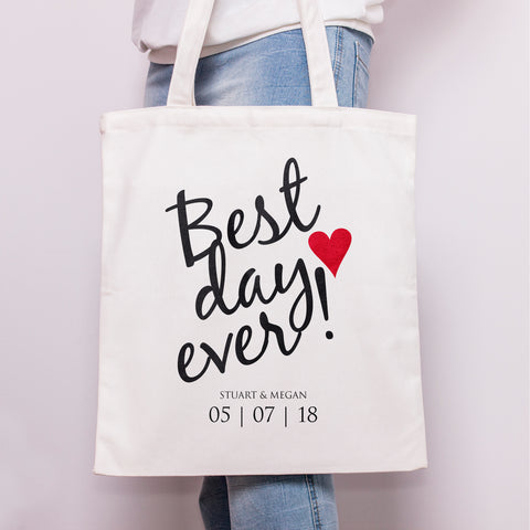 'Best Day Ever' Wedding Favour Cotton Tote Bag
