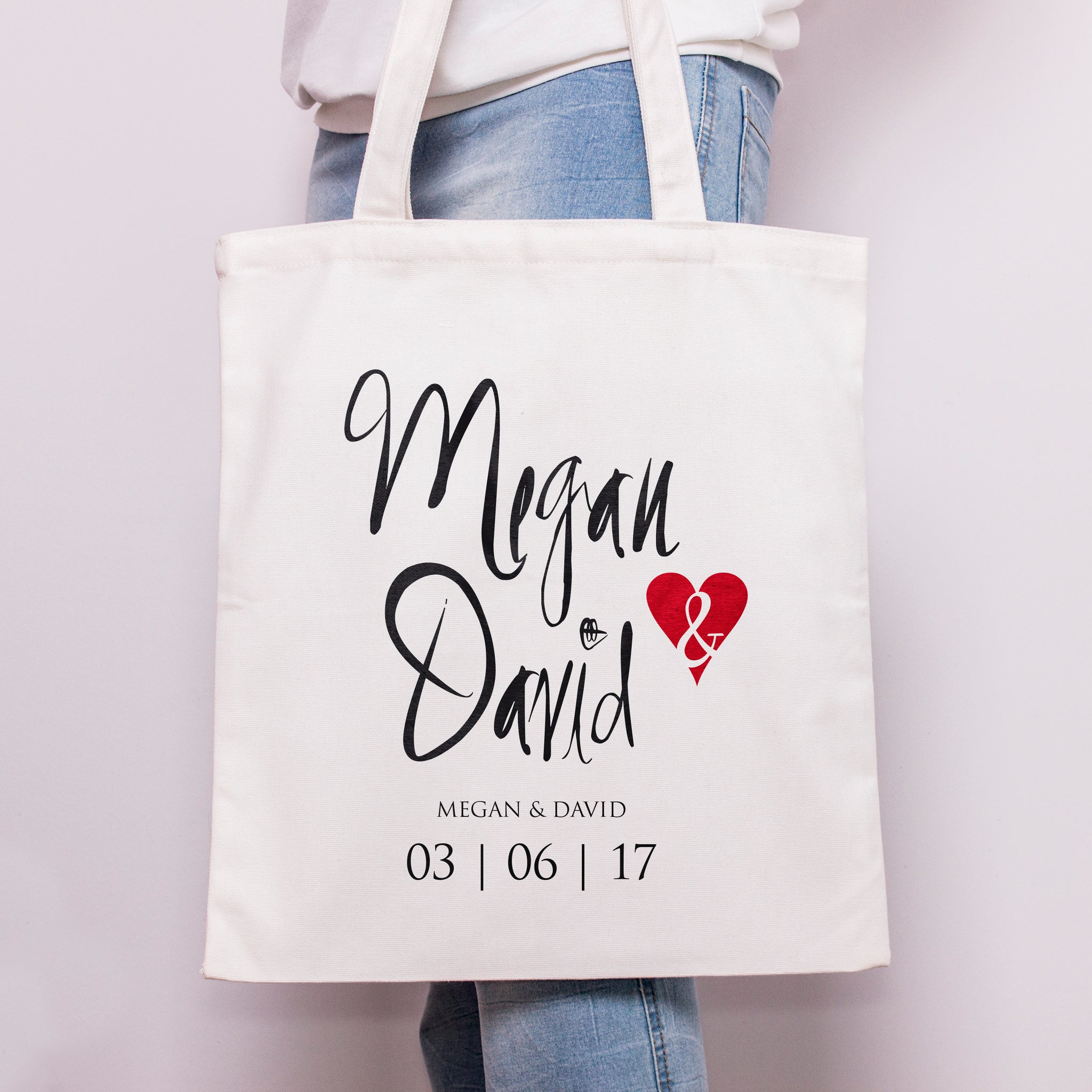'Bride & Groom' Personalised Wedding Favour Cotton Tote Bag