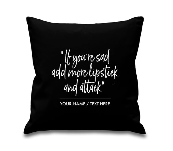 Personalised Designer Inspired 'Lipstick' Quote Cotton Cushion Cover