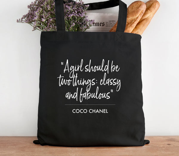 Designer Inspired 'Classy' Quote Cotton Tote Bag