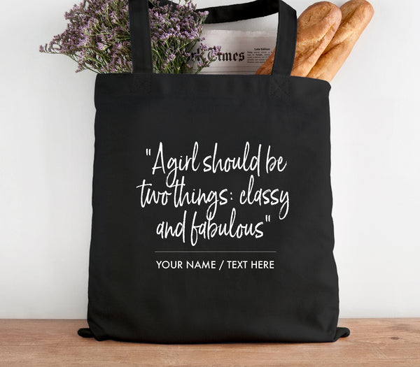 Designer Inspired 'Classy' Quote Cotton Tote Bag