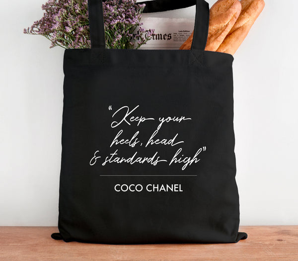 Personalised Designer Inspired 'Heels' Quote Cotton Tote Bag