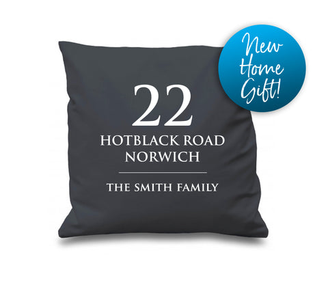 Personalised Home Address Cotton Cushion Cover / Lounge and Bedroom Cushions