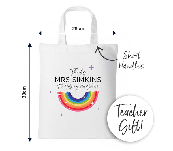 Thanks For Making Me Shine Personalised Teacher Gift Mini-Tote Bag / End of School Gift