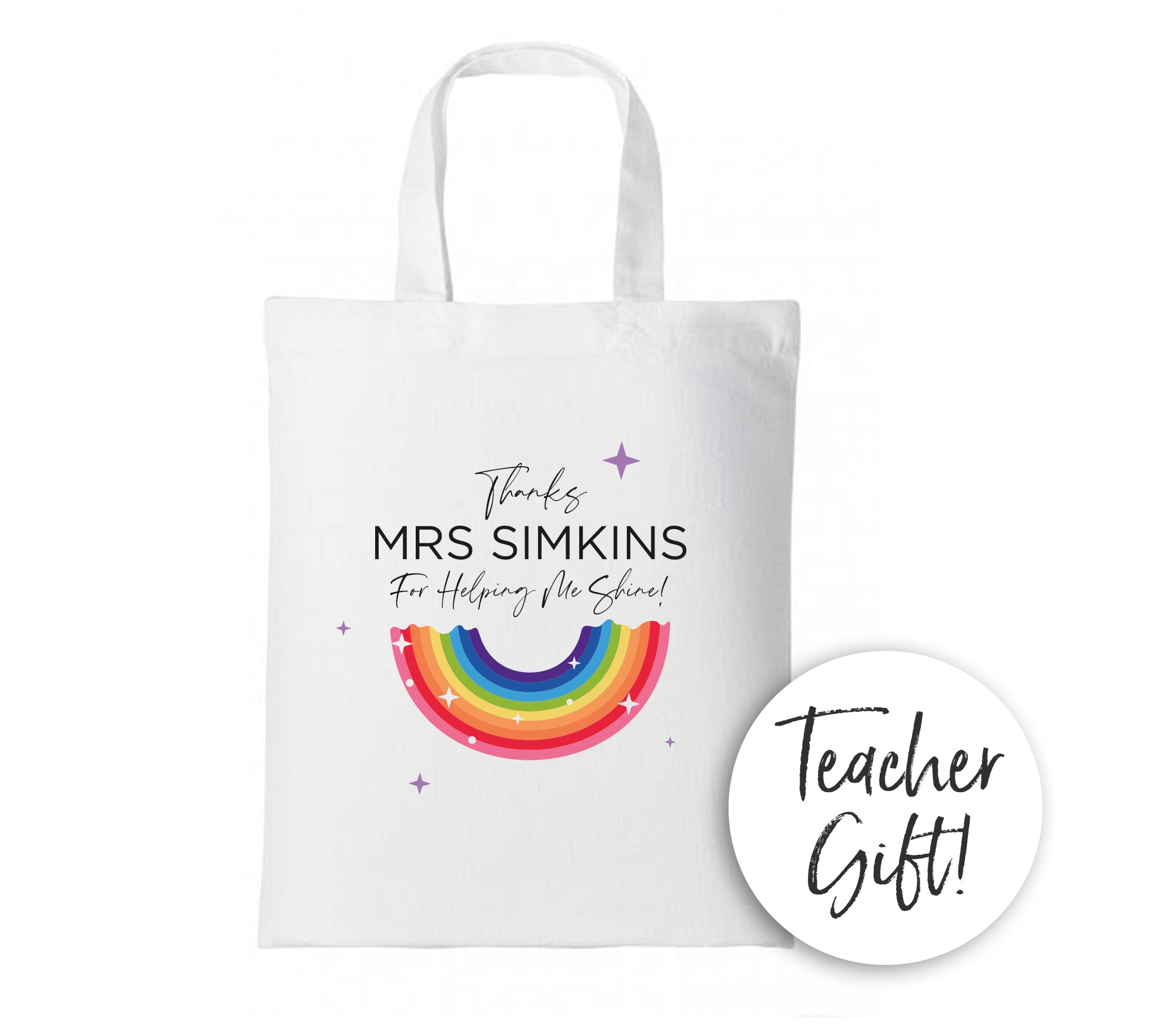 Thanks For Making Me Shine Personalised Teacher Gift Mini-Tote Bag / End of School Gift