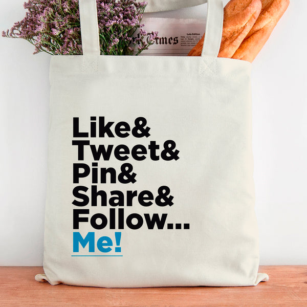 Social media, Facebook, Twitter cotton tote bag