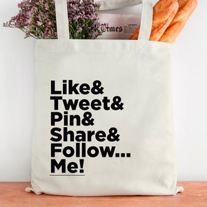 Social media, Facebook, Twitter cotton tote bag