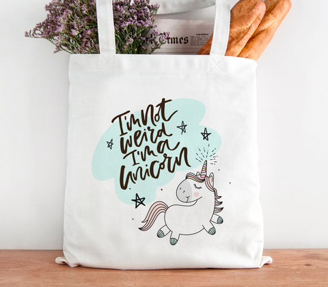 'I'm Not Weird I'm a Unicorn' Cotton Tote Bag