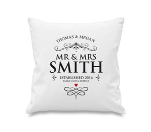 Personalised Wedding Cotton Cushion Cover / Bride & Groom