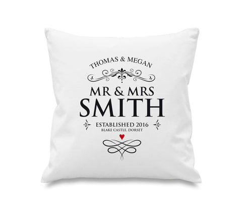 Personalised Wedding Cotton Cushion Cover / Bride & Groom