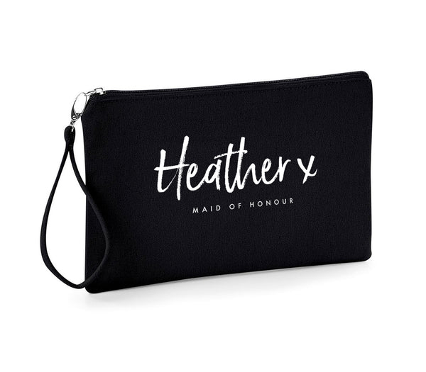 Personalised Wedding Wristlet Cotton Make-up Pouch