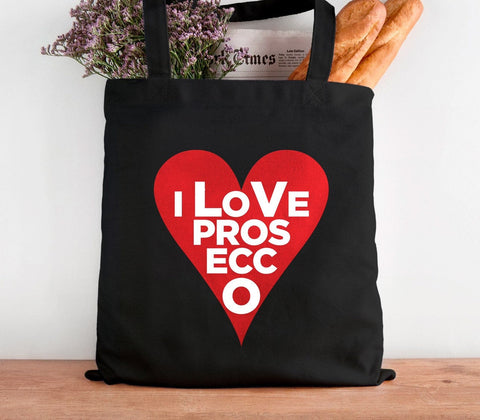 I love Prosecco Cotton Tote Bag / Heart Themed Shopping Bag