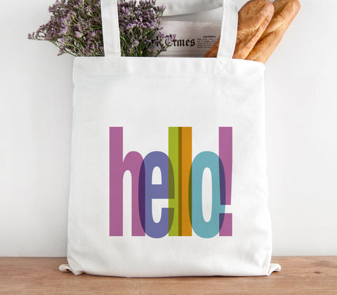 Hello Text Cotton Tote Bag Tote Bag