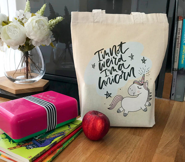Unicorn School Cotton Mini-Tote Bag / Lunch Box /  School Books Bag