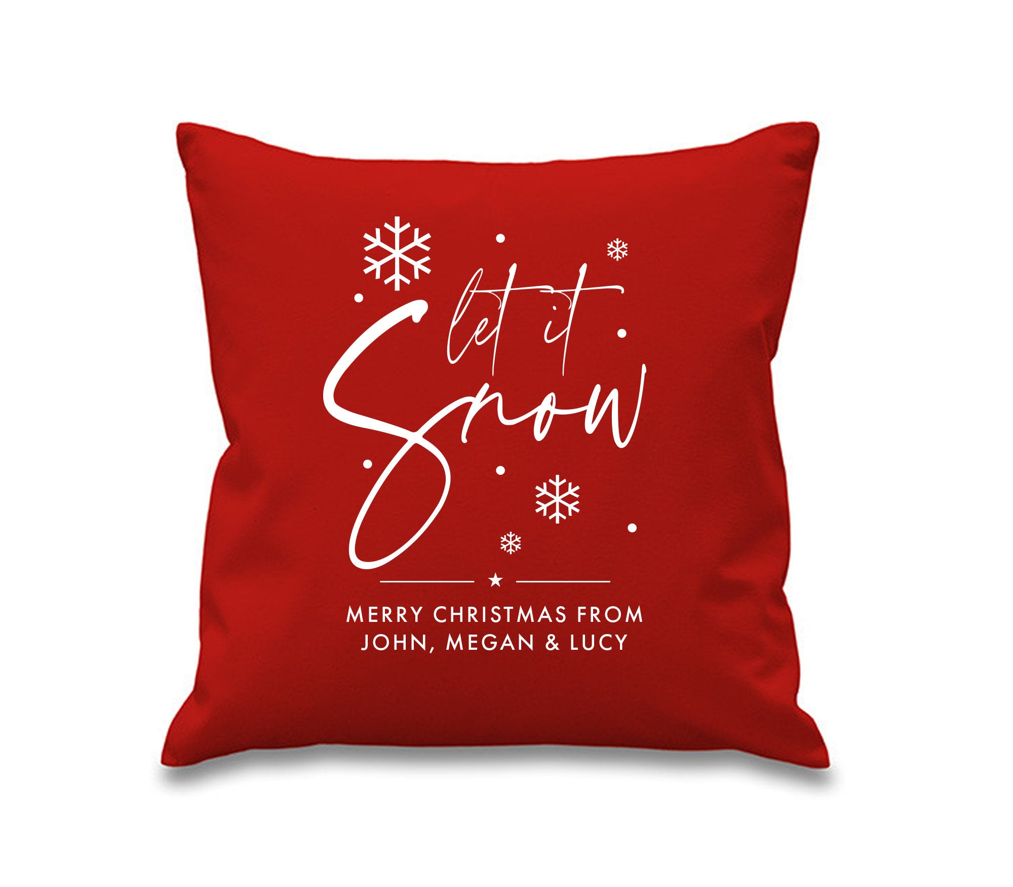 Let It Snow Personalised Christmas Cotton Cushion Cover